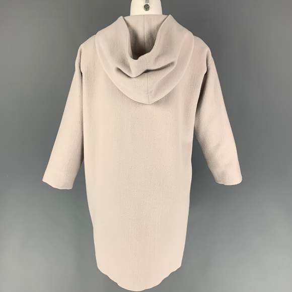 EVAM EVA Dust Pink Wool Angora Hooded Coat - Picture 3 of 5